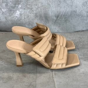 Abound Women's Beige Qarly Square-Toe Quilted Slide Heeled Sandals SZ 7